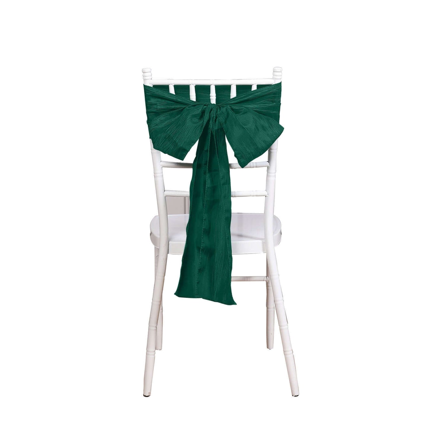 5 Pack Taffeta 6"x106" Chair Sashes Hunter Emerald Green Accordion Crinkle Texture - Stylish Decor for Weddings & Gatherings