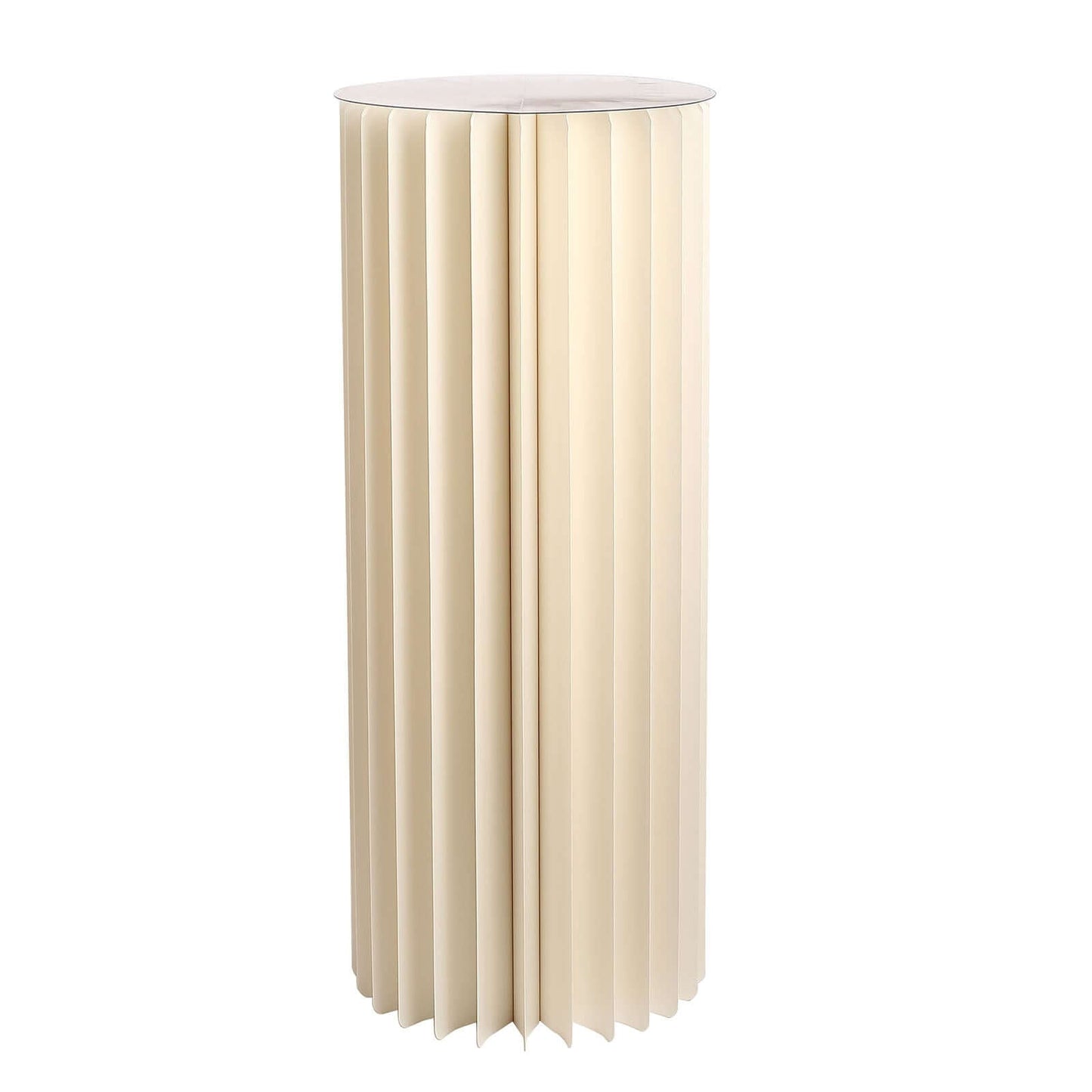 40" Ivory Cylinder Display Column Stand, Pillar Pedestal Stand With Top Plate
