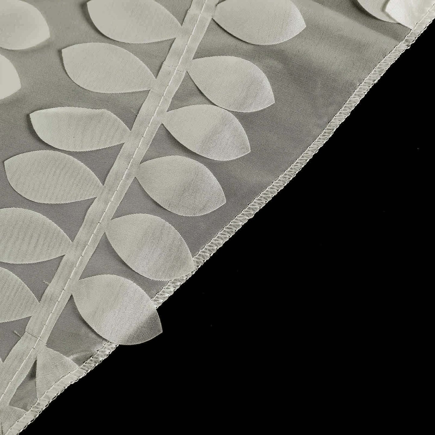 Taffeta 120" Round Tablecloth Ivory | 3D Leaf Petal Design Seamless Table Cover