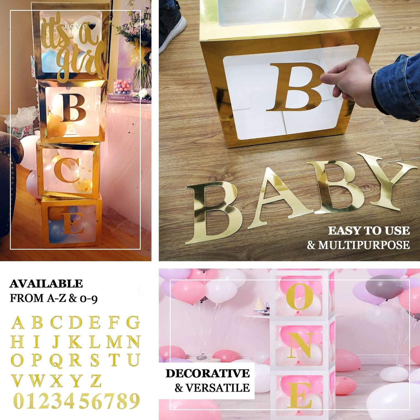 4-Pack Stickers Banner Custom 0-9 Number "9" Design Gold - Milestone Age and Date Stick-On Numbers 5"