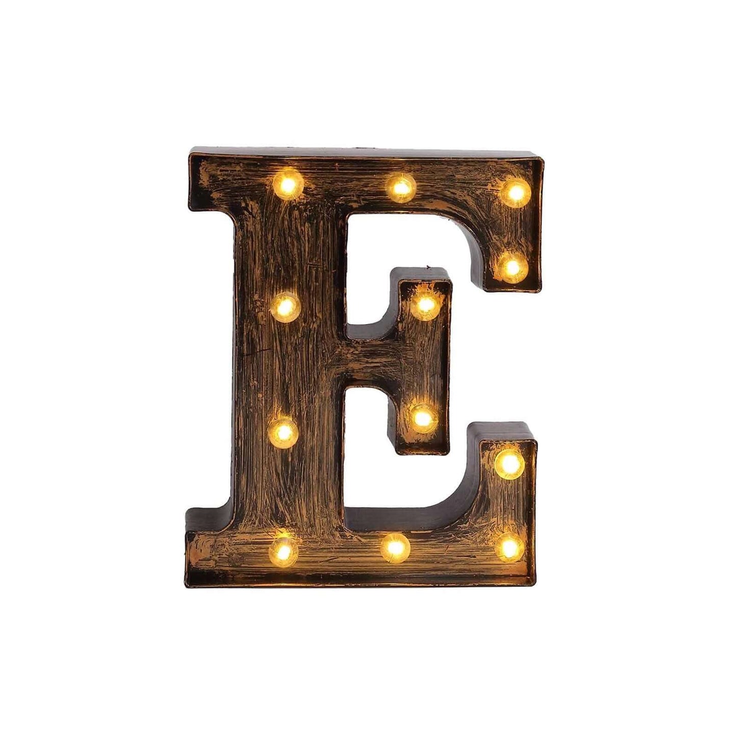 LED Marquee Letter "E" Industrial Style Antique Black - Light-Up Alphabet Sign for Weddings & Displays 9"