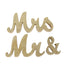 Wooden "Mr & Mrs" Freestanding Letters Gold Glittered - Rustic Glam Wedding Table Display Signs