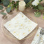 50-Pack Paper Cocktail Napkins with Gold Magnolia Flowers Print White - Highly 2 Ply Absorbent Soft Napkins for Beverages