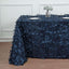 Taffeta 90"x132" Rectangle Tablecloth Navy Blue | 3D Leaf Petal Design Seamless Table Cover