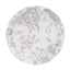 25-Pack Paper 9" Round Dinner Plates in White with Matte Lavender French Toile Pattern - Disposable Floral Party Plates