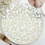 10-Pack Plastic 8" Round Salad Dessert Plates in White with Gold Leaf Design - Heavy Duty Disposable Party Plates for Stylish Events & Memorable Gatherings