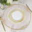 10-Pack Plastic 9" Round Dinner Plates White with Gold Swirl Rim - Disposable Party Plates