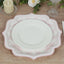 25-Pack Paper Dinner Plates in White Pink Damask Floral Pattern & Scallop Rim - Stylish Disposable 300GSM Floral Party Plates 10"