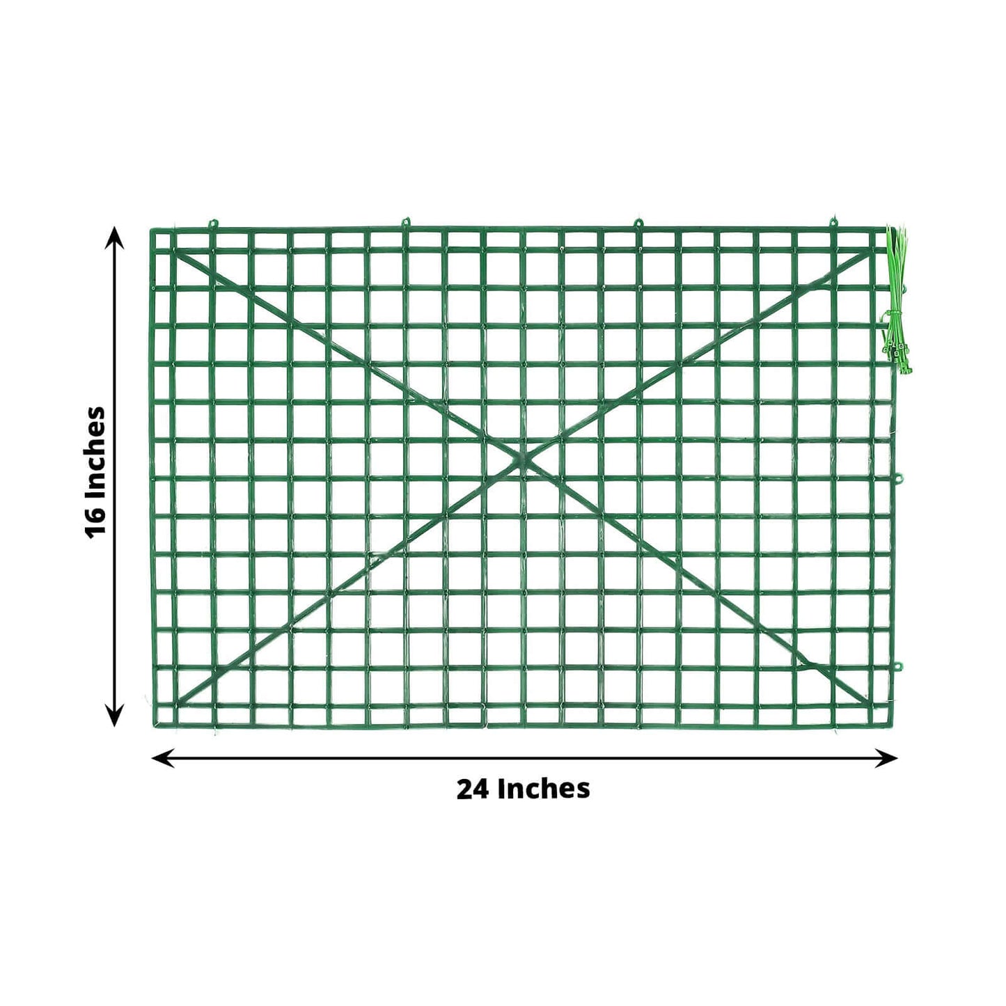 10 Pack 24"x16" Dark Green Artificial Flower Wall Grid Panel Frames, DIY Plastic Mesh Plant Wall Backdrop Fences