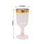 12 Pack Plastic Short Stem Wine Glasses Transparent Blush/Gold Rim - Stylish Disposable Drinkware 6oz