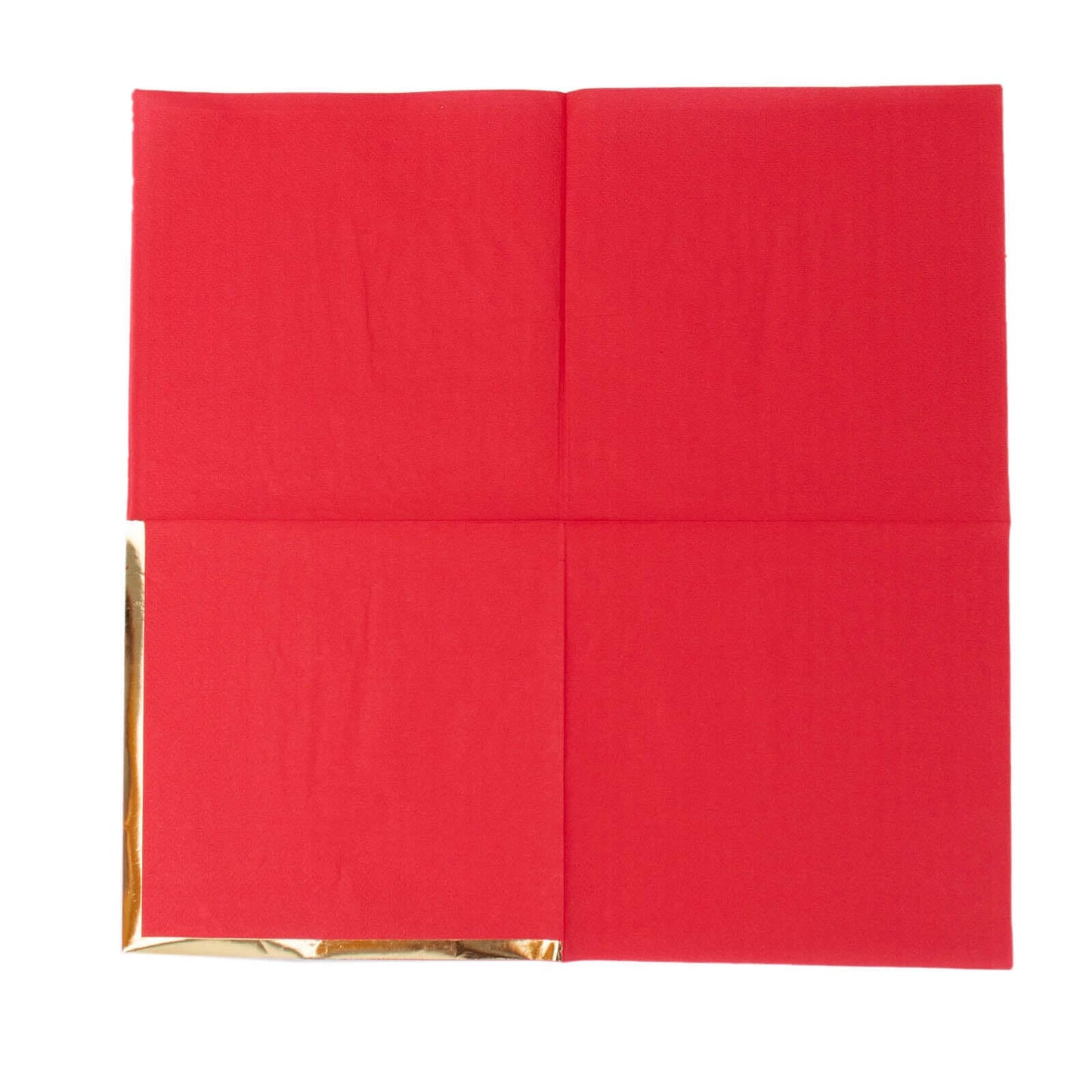 50-Pack Paper Beverage Napkins with Gold Foil Edge Red - Disposable 2 Ply Cocktail Napkins for Events 6.5"x6.5"