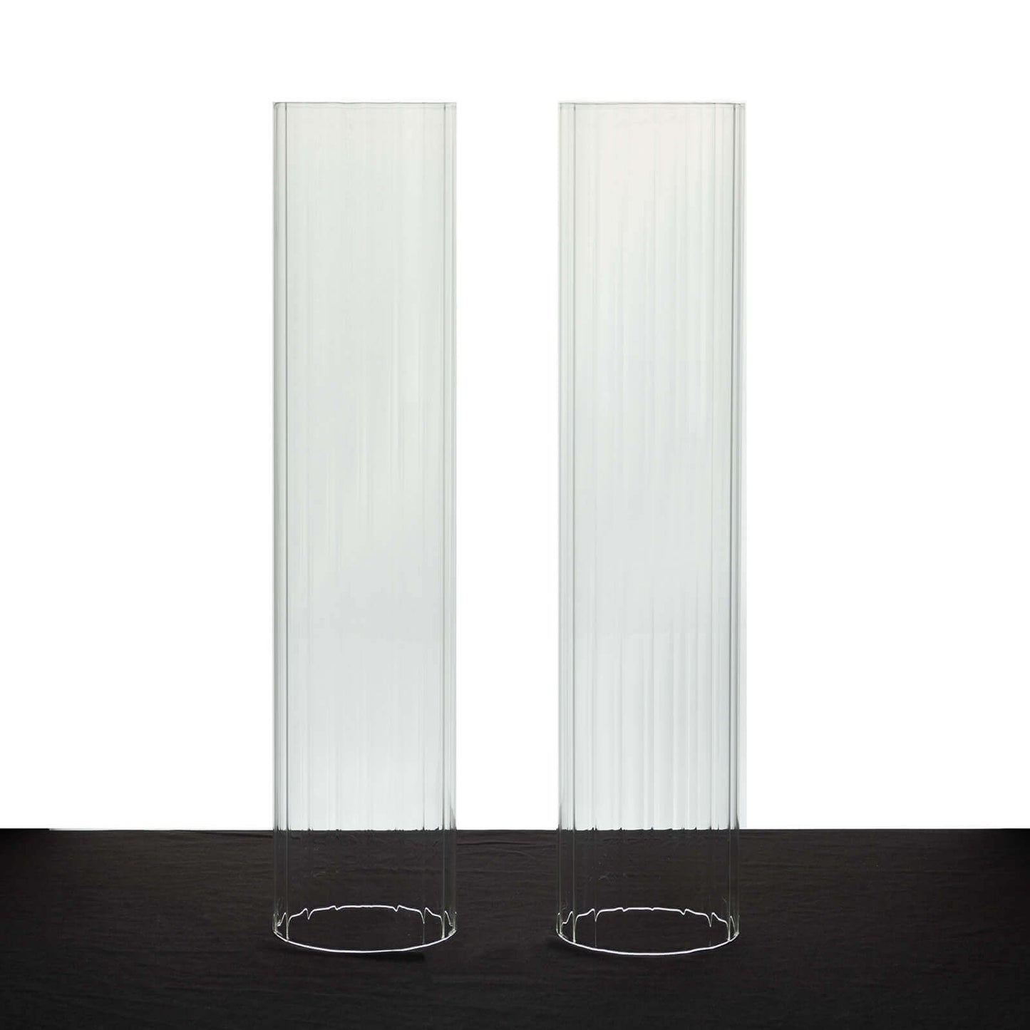 2-Pack Clear Ribbed Glass Hurricane Shades Open End Design - Stylish Candelabra Pillar Candle Holder Table Centerpiece 18"