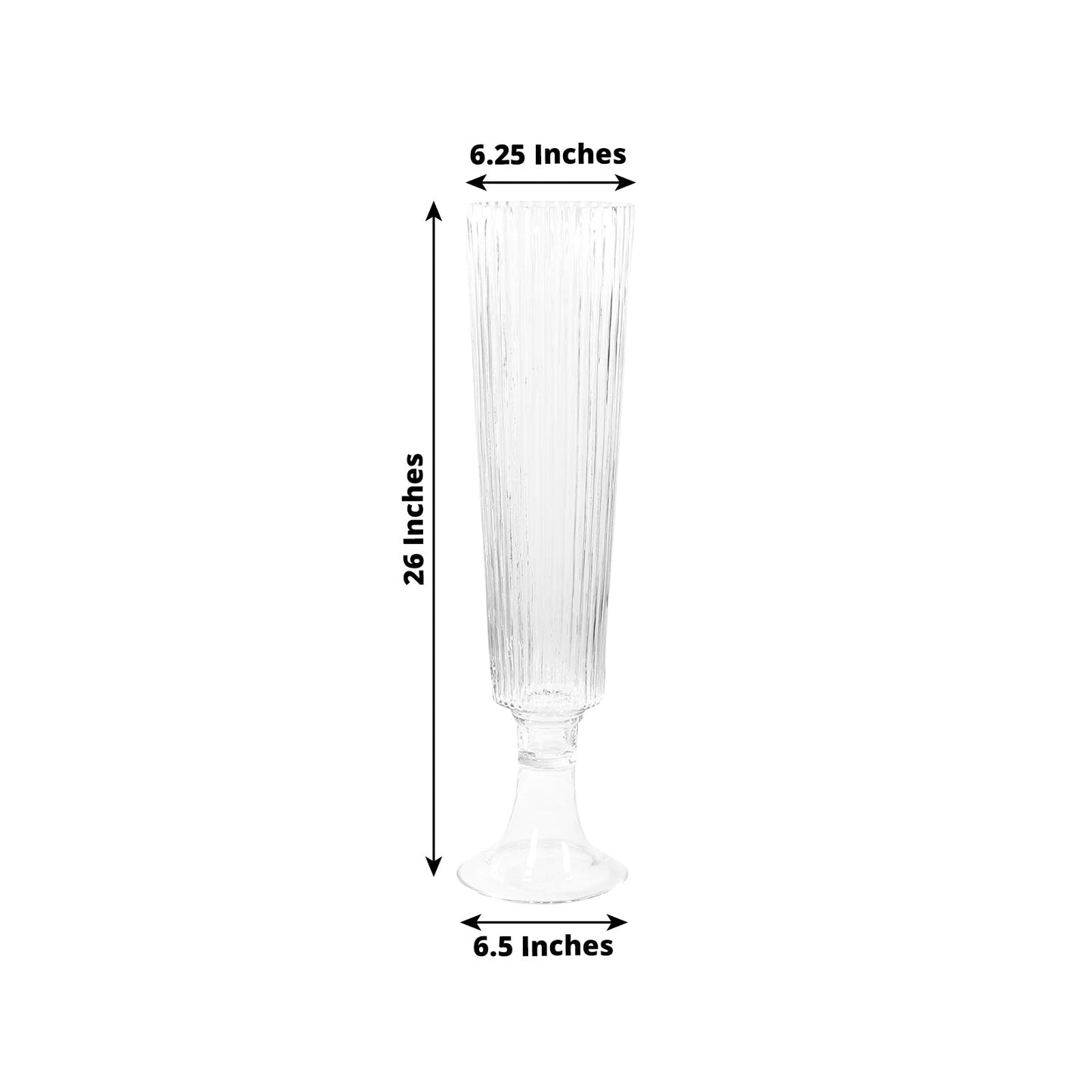 4-Pack Glass Trumpet Vases Ribbed Design Clear - Durable Flower Centerpieces for Events 26"