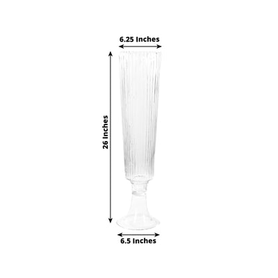 4-Pack Glass Trumpet Vases Ribbed Design Clear - Durable Flower Centerpieces for Events 26"