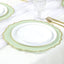 10-Pack Economy Plastic Round Charger Plates 13" in Sage Green with Gold Scalloped Rim, Decorative Dinner Party Serving Plates