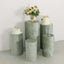 Set of 5 Sage Green Crushed Velvet Cylinder Pedestal Stand Covers, Premium Pillar Prop Covers