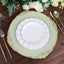 6-Pack Acrylic Round Charger Plates 13" in Sage Green with Gold Embossed Baroque Rim, Antique Decorative Dinner Party Charger Tableware