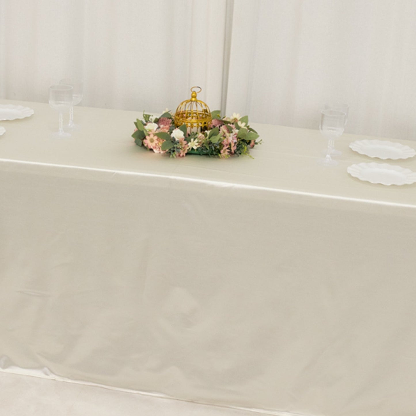 Scuba Rectangular 90"x156" Tablecloth Shimmering Pearl White - Wrinkle Free & Stain Resistant Seamless Table Cover