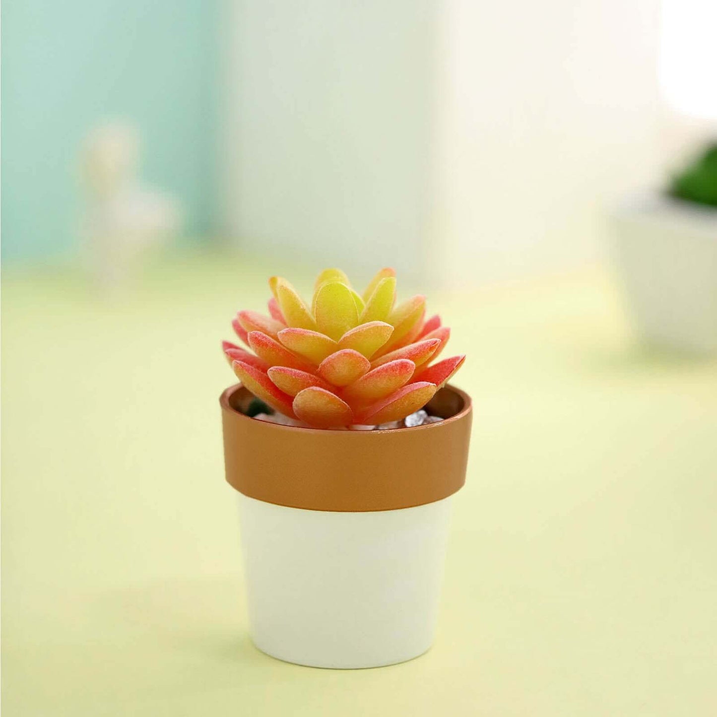 3-Pack Flower Plant Pots Small Design White with Gold Rim - Plastic Indoor Decorative Planters 3"