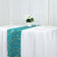 Polyester 9ft Table Runner Teal with Gold Foil Modern Geometric Accent