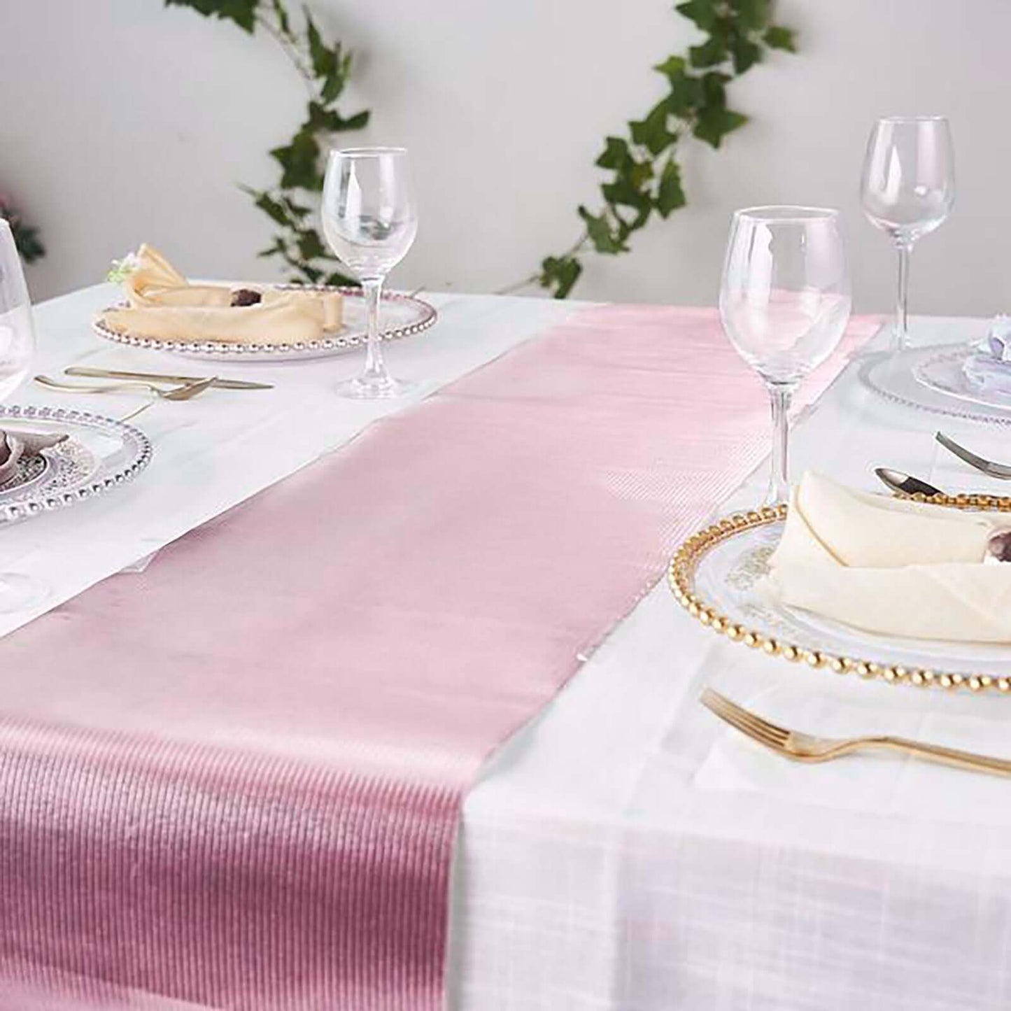 Glitter Paper 9ft Table Runner Roll Rose Gold Disposable Ridge Pattern Table Decor