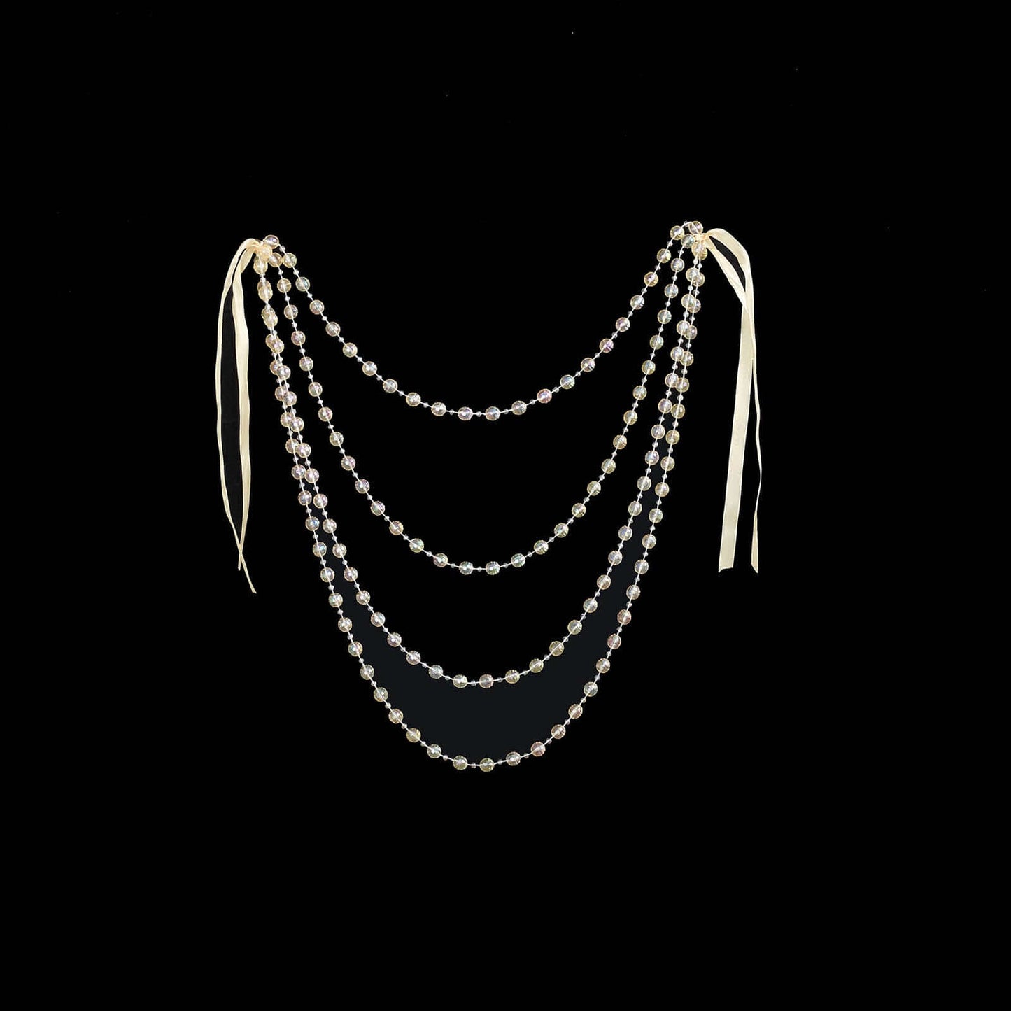 Faux Pearl Beaded 16" Chair Back Garland Sash Amber Gatsby-Inspired Style - Pre-Tied Chic Wedding Decor for Chiavari Chairs