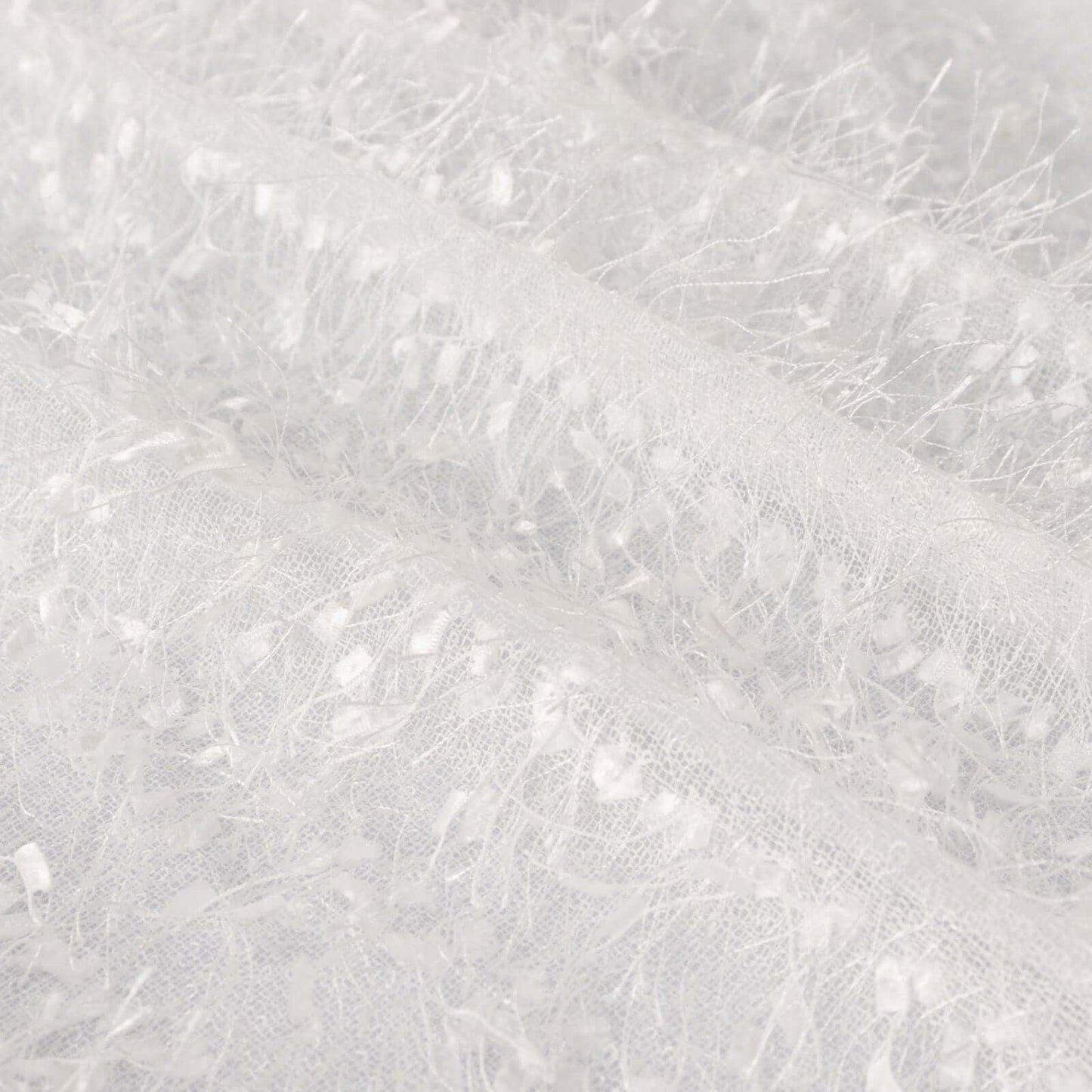 Polyester 90"x156" Rectangle Tablecloth White with Shaggy Fringe Design - Stylish Table Cover