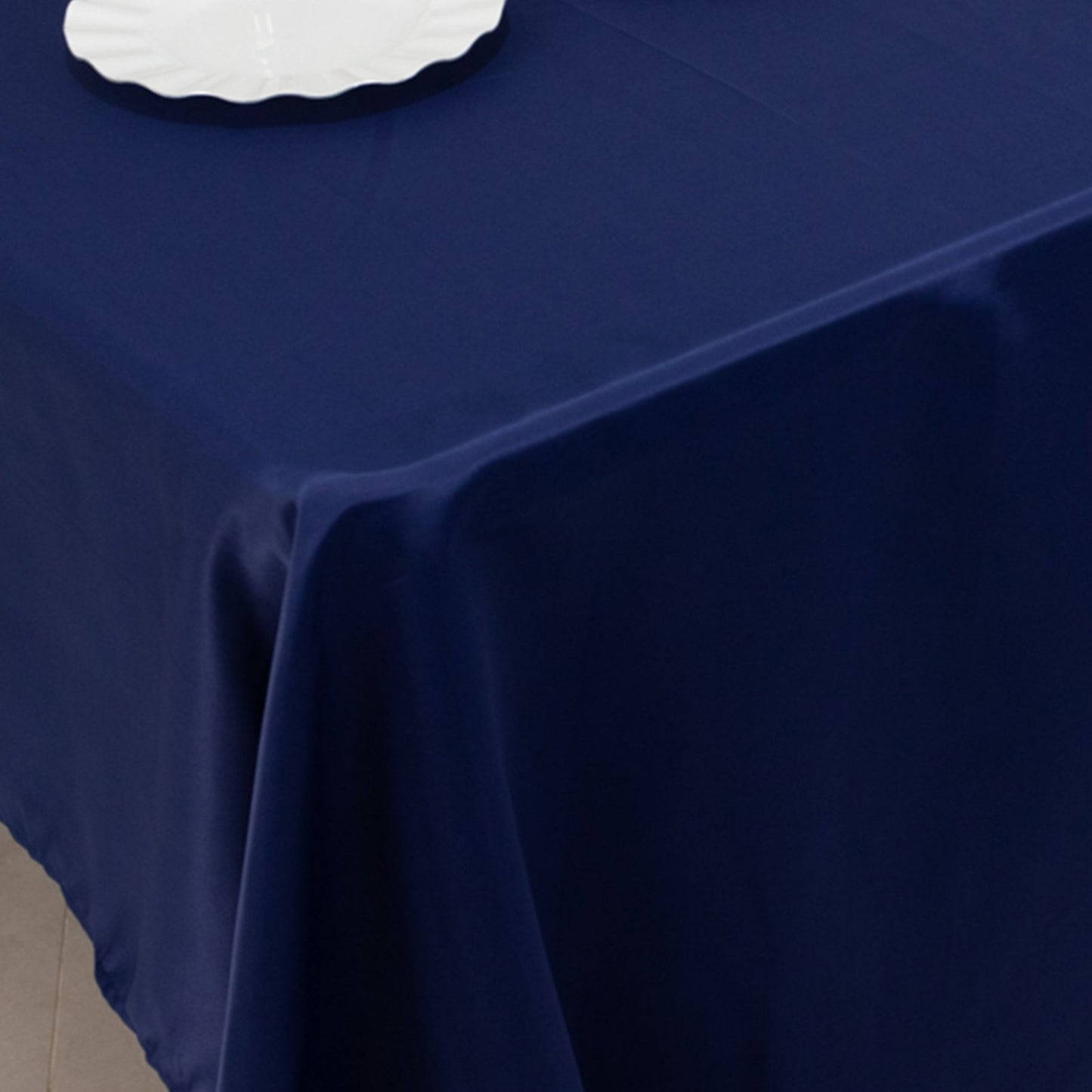 Lamour Satin 60"x126" Rectangle Tablecloth Navy Blue - Soft & Silk-Like Table Cover