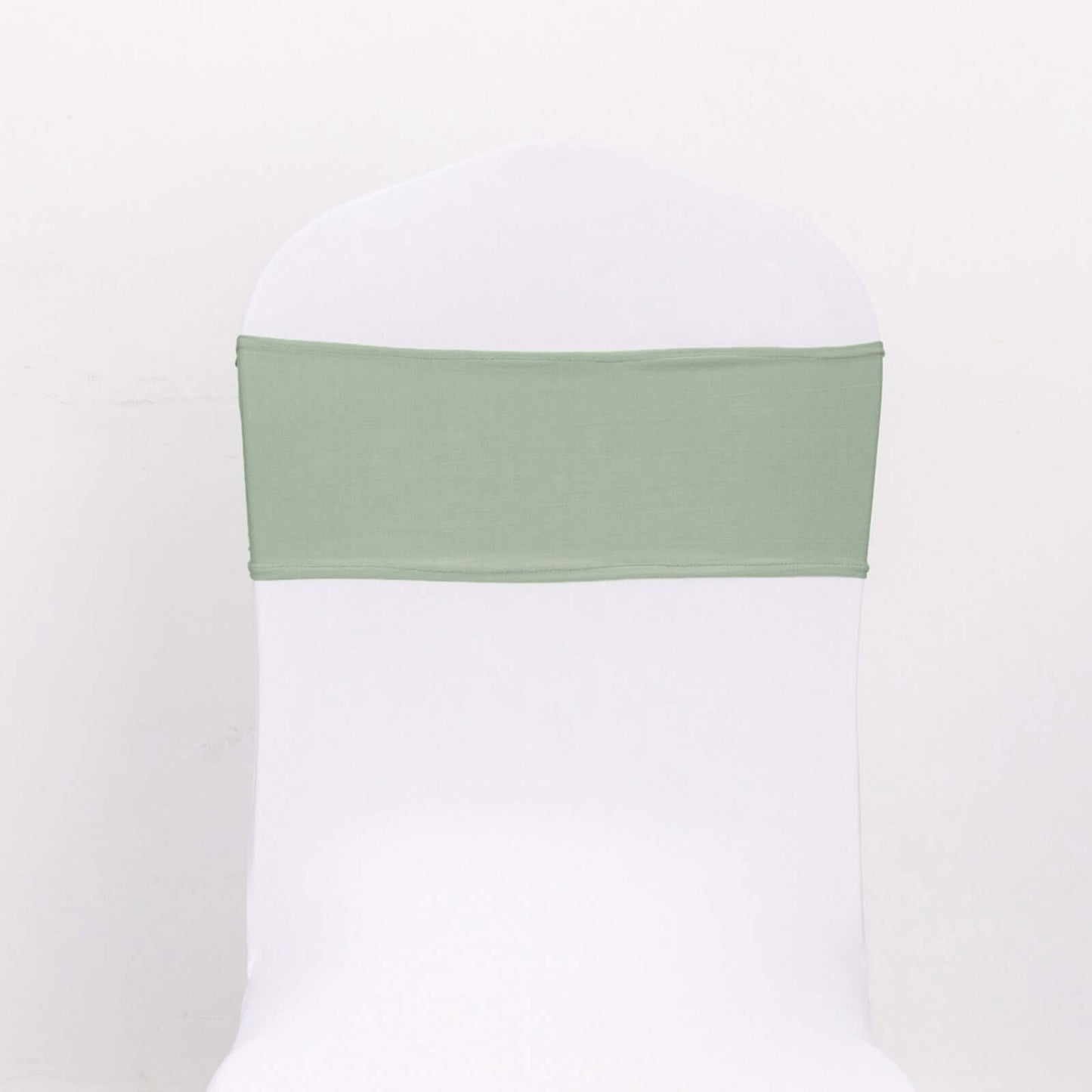 5 Pack Stretch Spandex Chair Sashes Sage Green - Reusable Chair Bands with Silver Diamond Ring Slide Buckle 5"x14"