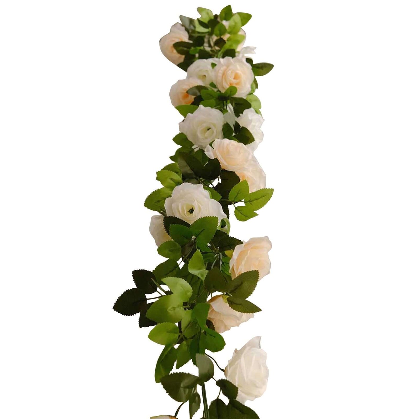 2 Pack 7ft Cream Ivory Artificial Silk Flower Garland Mini Rose Vines with 26 Flower Heads