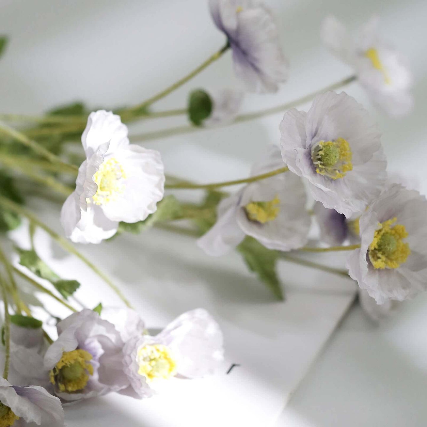 2 Stems 33" Lavender Lilac Artificial Poppy Silk Flowers, Faux Poppies Bouquet Centerpiece Decor