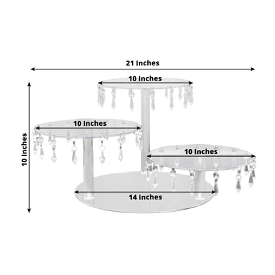 3-Tier Acrylic Cake Stand Clear with Hanging Crystal Pendants â€“ Dessert Display for Weddings & Parties
