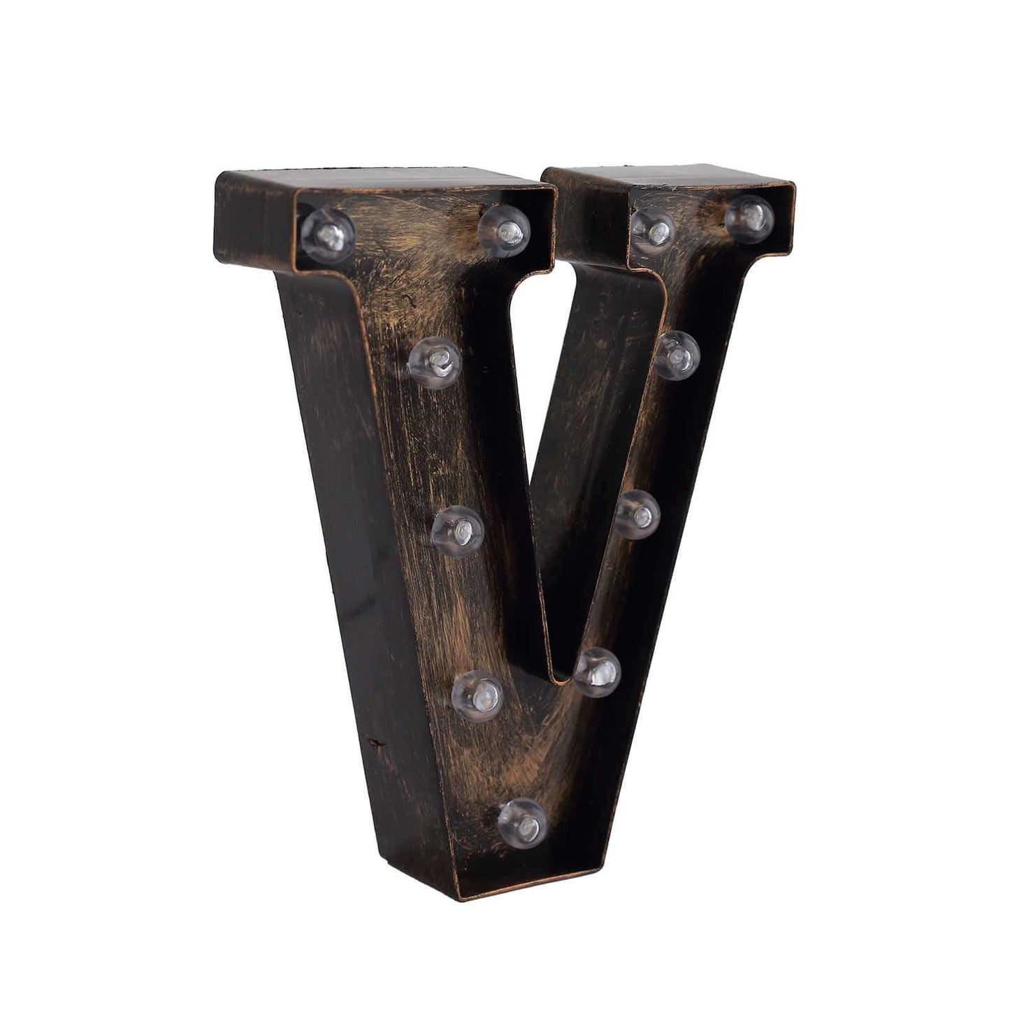 LED Marquee Letter "V" Industrial Style Antique Black - Light-Up Alphabet Sign for Weddings & Displays 9"