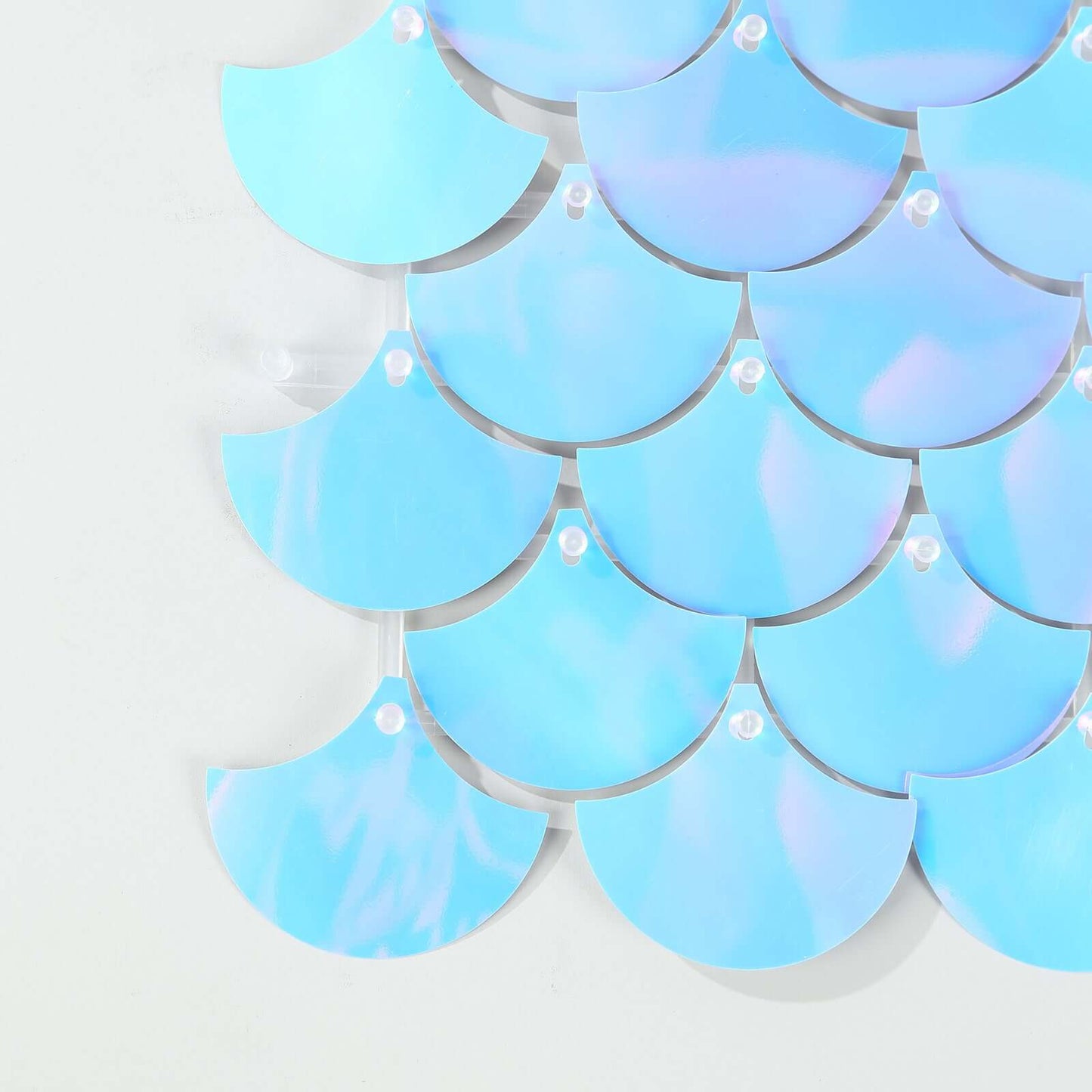 24sq.ft Shiny Iridescent Blue Sequin Shimmer Wall Photo Backdrop with Mermaid Scales Pattern, Party Wall Art DÃ©cor Panels - 24 Panels