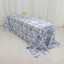 Polyester 90"x156" Rectangle Tablecloth White - Seamless Blue French Toile Pattern for Chic Weddings