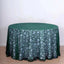 Tulle 120" Round Tablecloth Hunter Emerald Green - Seamless Sequin Leaf Embroidered Table Cover