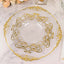10-Pack Plastic 8" Round Dessert Plates in Clear with Gold Vintage Baroque Scalloped Rim - European Style Disposable Salad Appetizer Plates