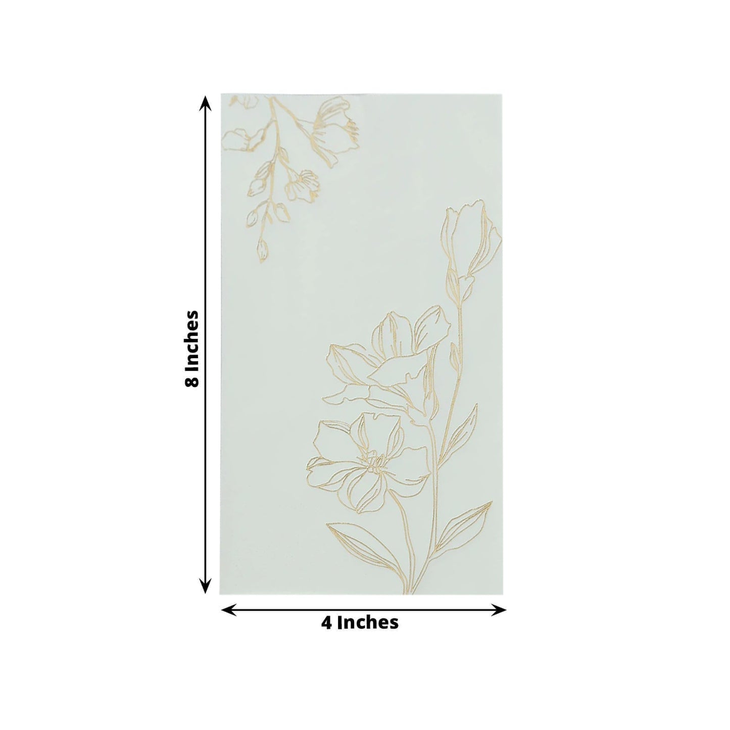 50 Pack White 2-Ply Paper Party Napkins with Gold Lilly Flowers Print, Highly Absorbent Soft Disposable Dinner Napkins
