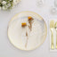 10-Pack Plastic 10" Round Dinner Plates in White with Gold Wave Brush Strokes Pattern - Disposable Party Plates for Modern & Classy Table Decor