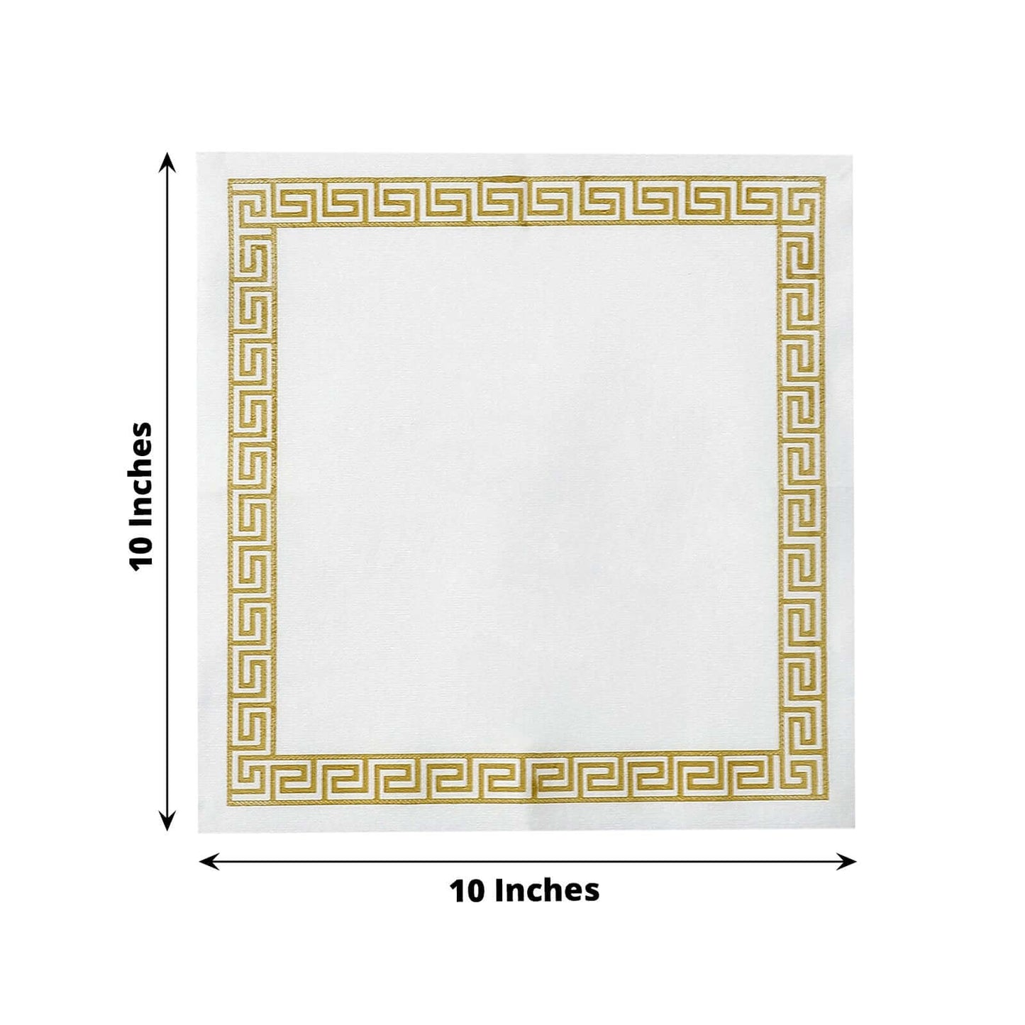 25 Pack Linen-Like Paper 5"x5" Napkins White with Gold Greek Key Design - Hygienic Disposable Airlaid Party Napkins