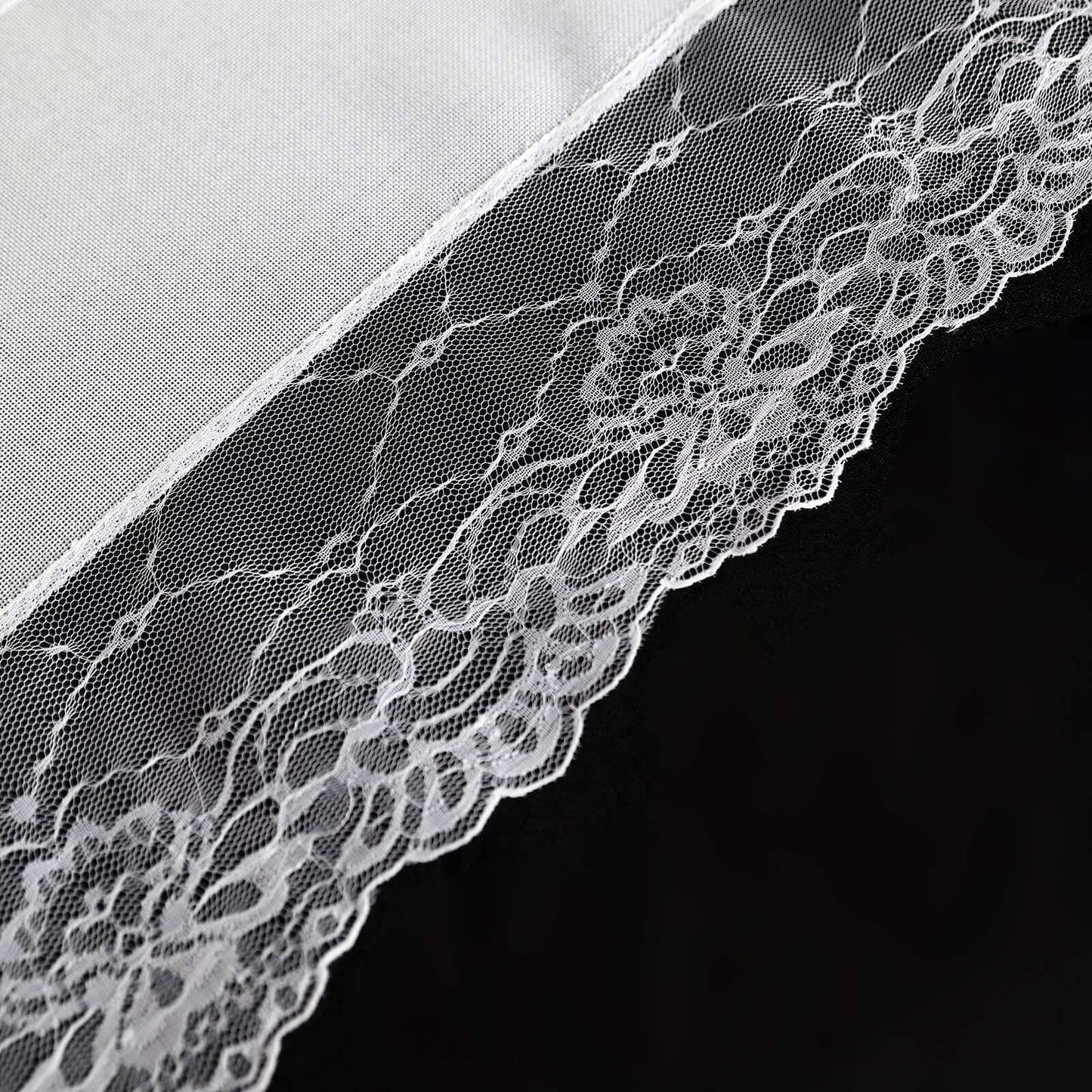 Faux Burlap Jute 16"x108" Table Runner White With Lace Edging - Rustic Farmhouse Table Linen