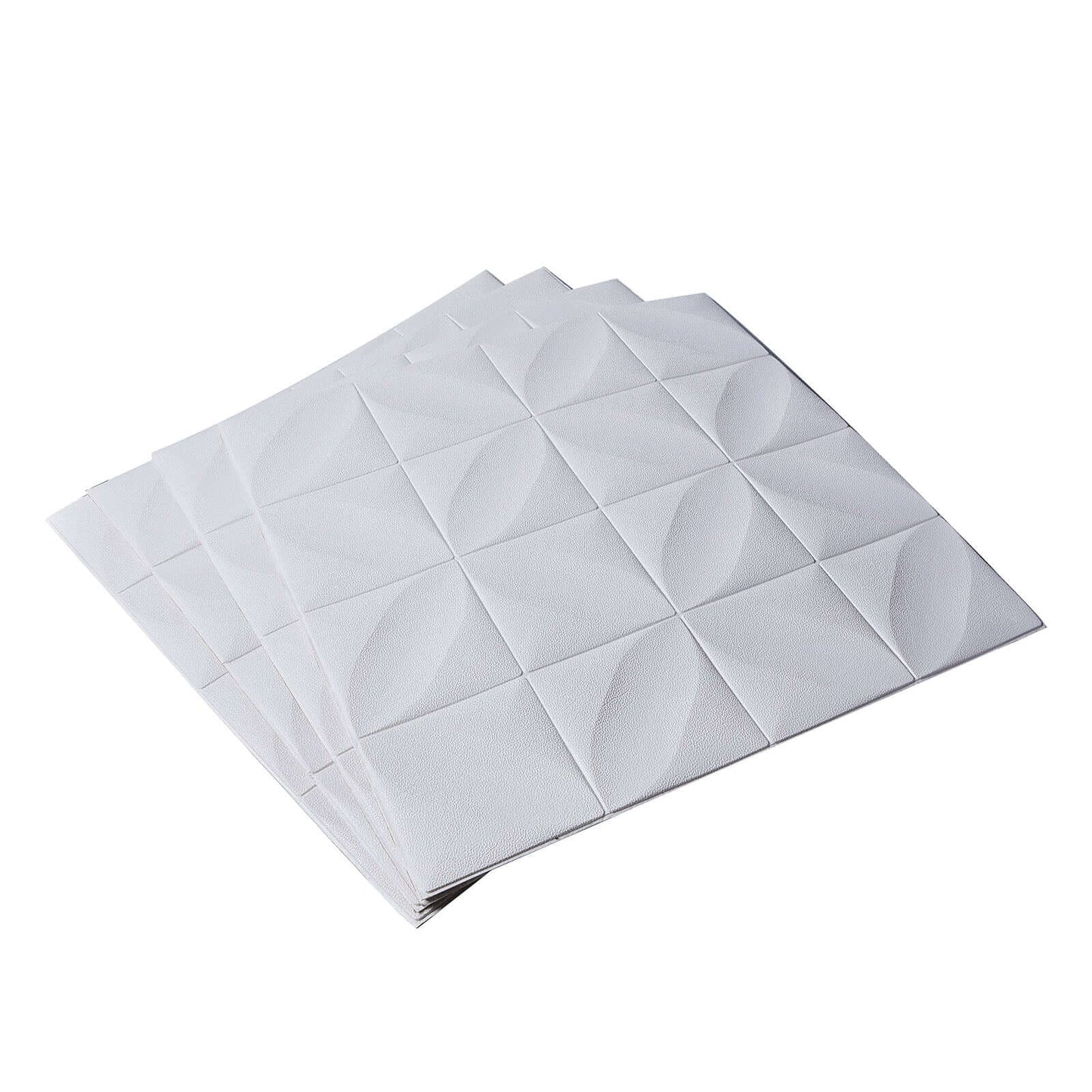 10 Pack 52 Sq ft 3D White Foam Self Adhesive Wall Panels - Diamond Design
