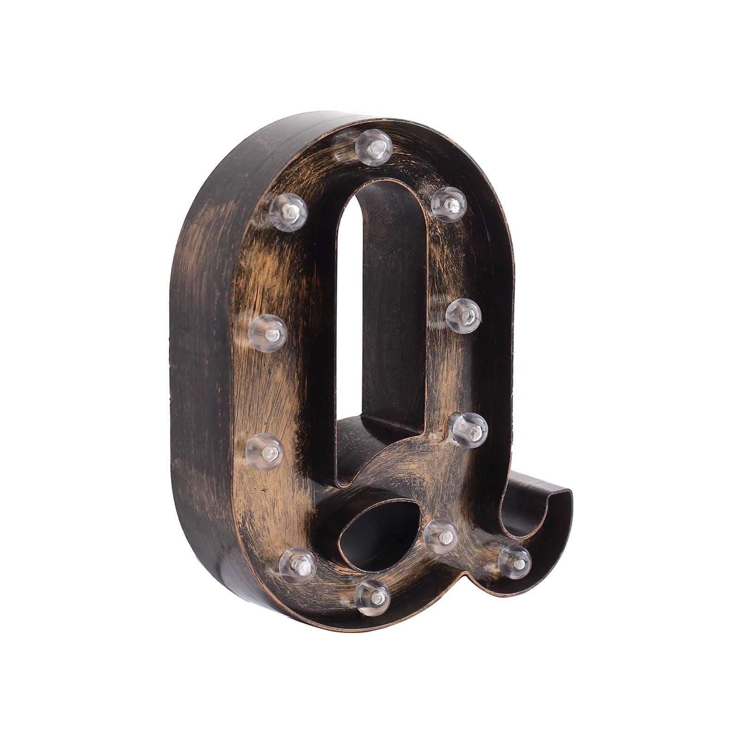 LED Marquee Letter "Q" Industrial Style Antique Black - Light-Up Alphabet Sign for Weddings & Displays 9"