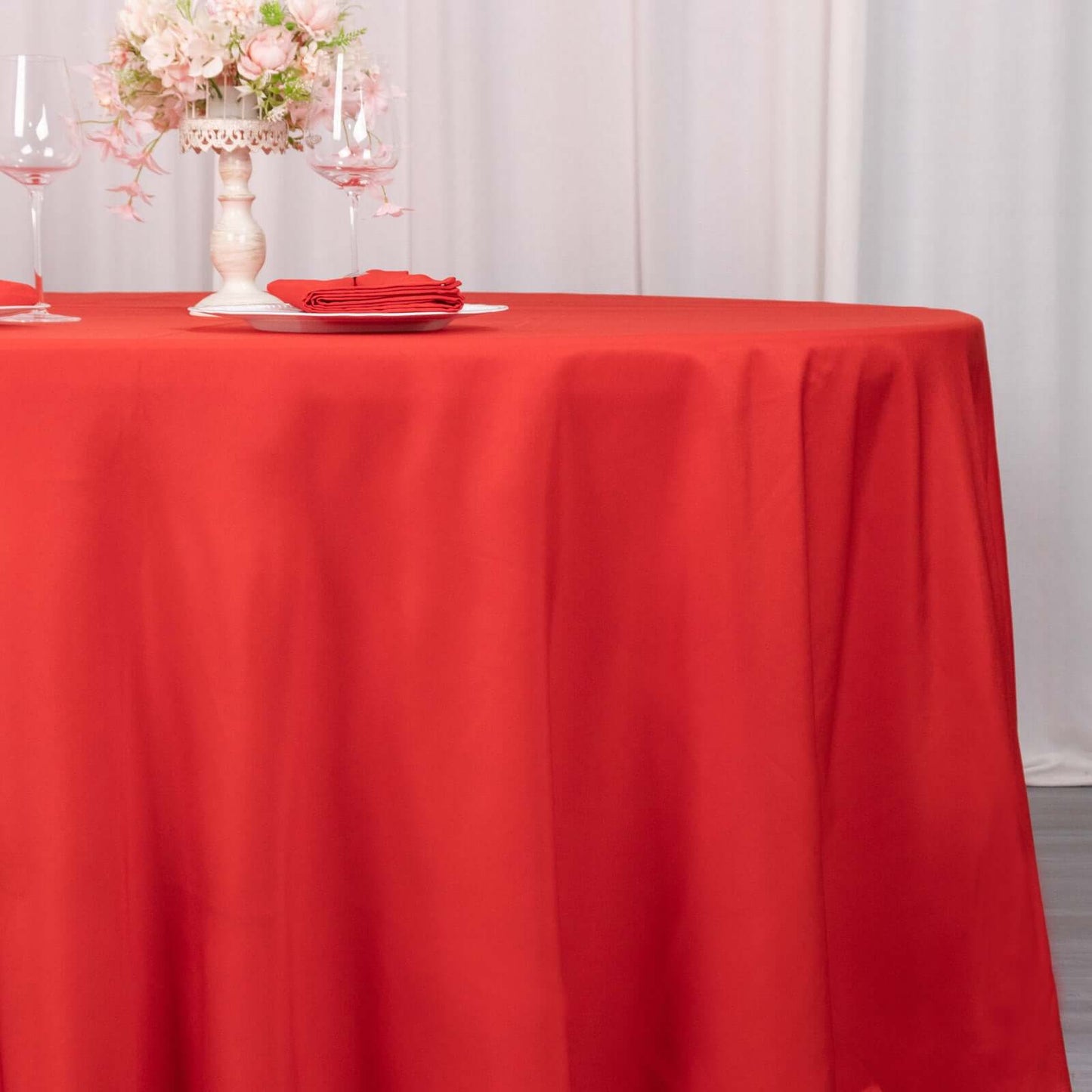 Premium Polyester 90" Round Tablecloth Red - Stain and Wrinkle-Resistant Design with 220GSM Thickness Table Cover