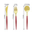 24-Pack Plastic Flatware Set in Metallic Gold with Red Handle - Heavy Duty Disposable Modern Silverware 8"
