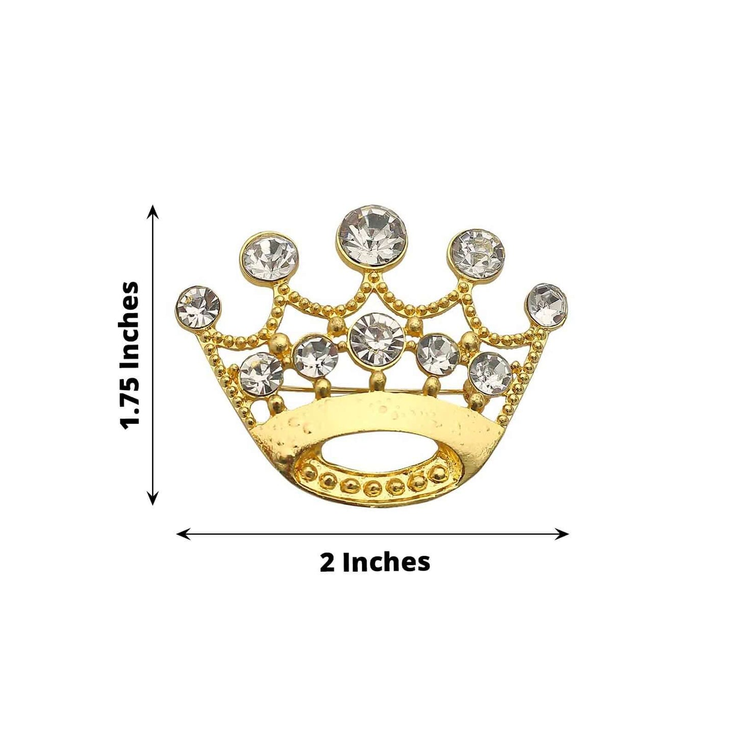 Rhinestone Metal Crown Sash Band Buckle Gold - Glittering Tiara Accent for Weddings & Special Occasions 2"