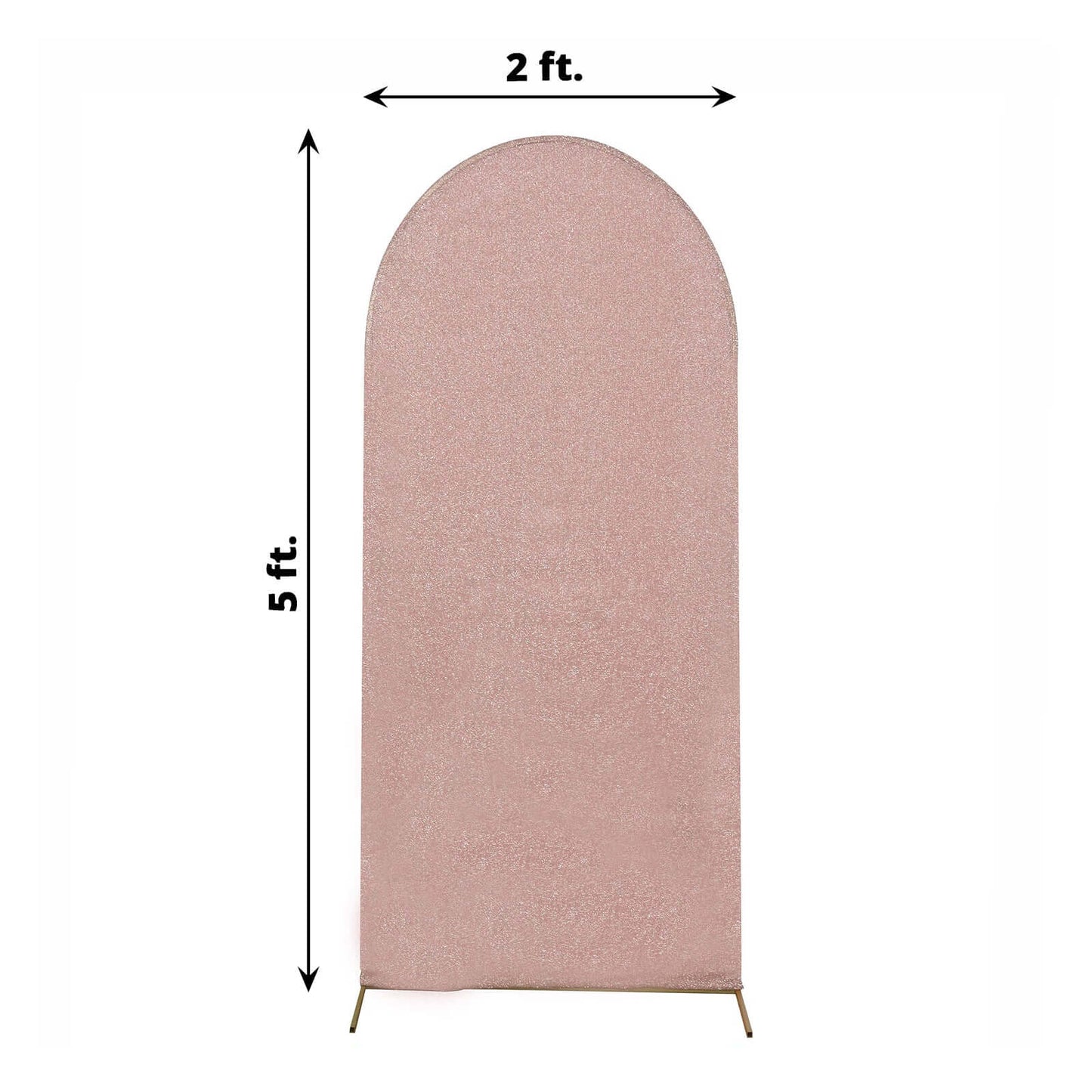 5ft Rose Gold Shimmer Tinsel Spandex Chiara Backdrop Stand Cover For Fitted Round Top Wedding Arch