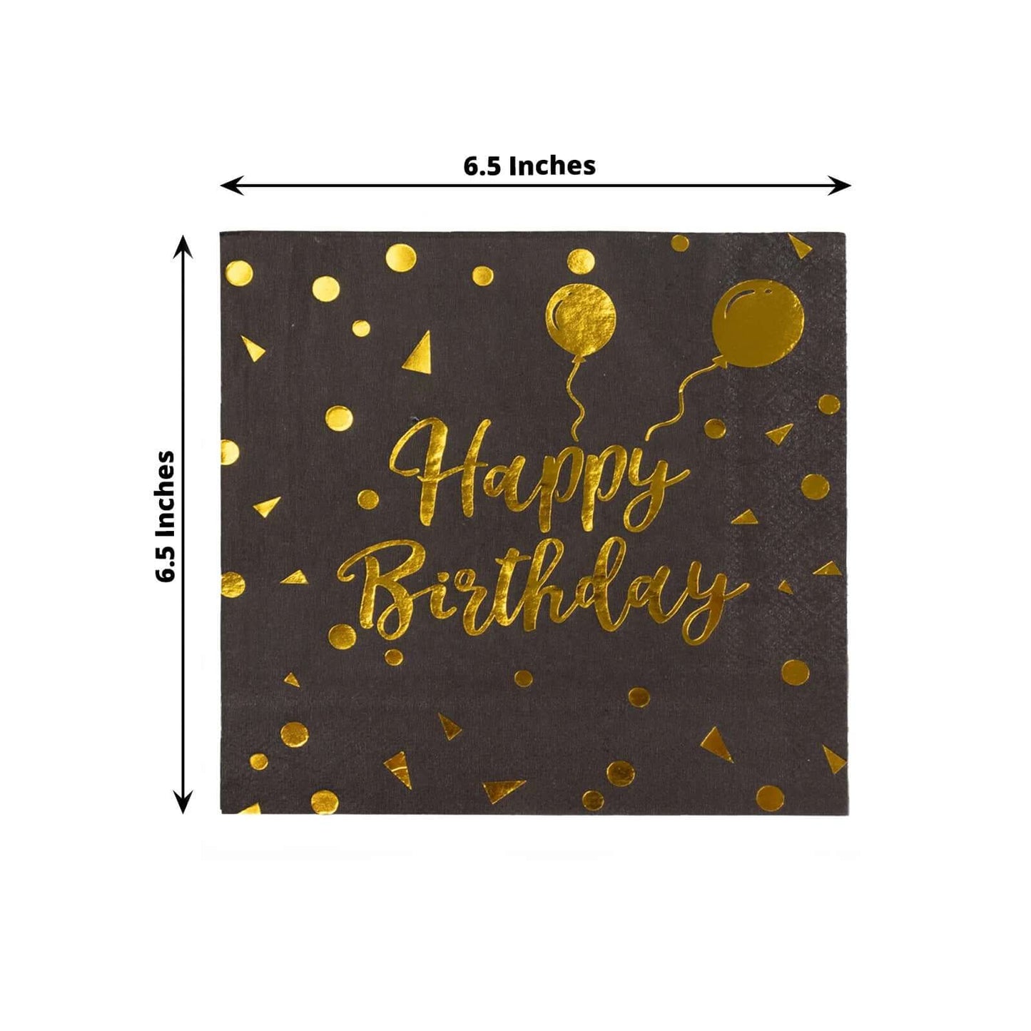 20-Pack Paper Beverage Napkins with Happy Birthday Foil Print Black/Gold - 2 Ply Disposable 18GSM Soft Party Napkins 6.5"x6.5"