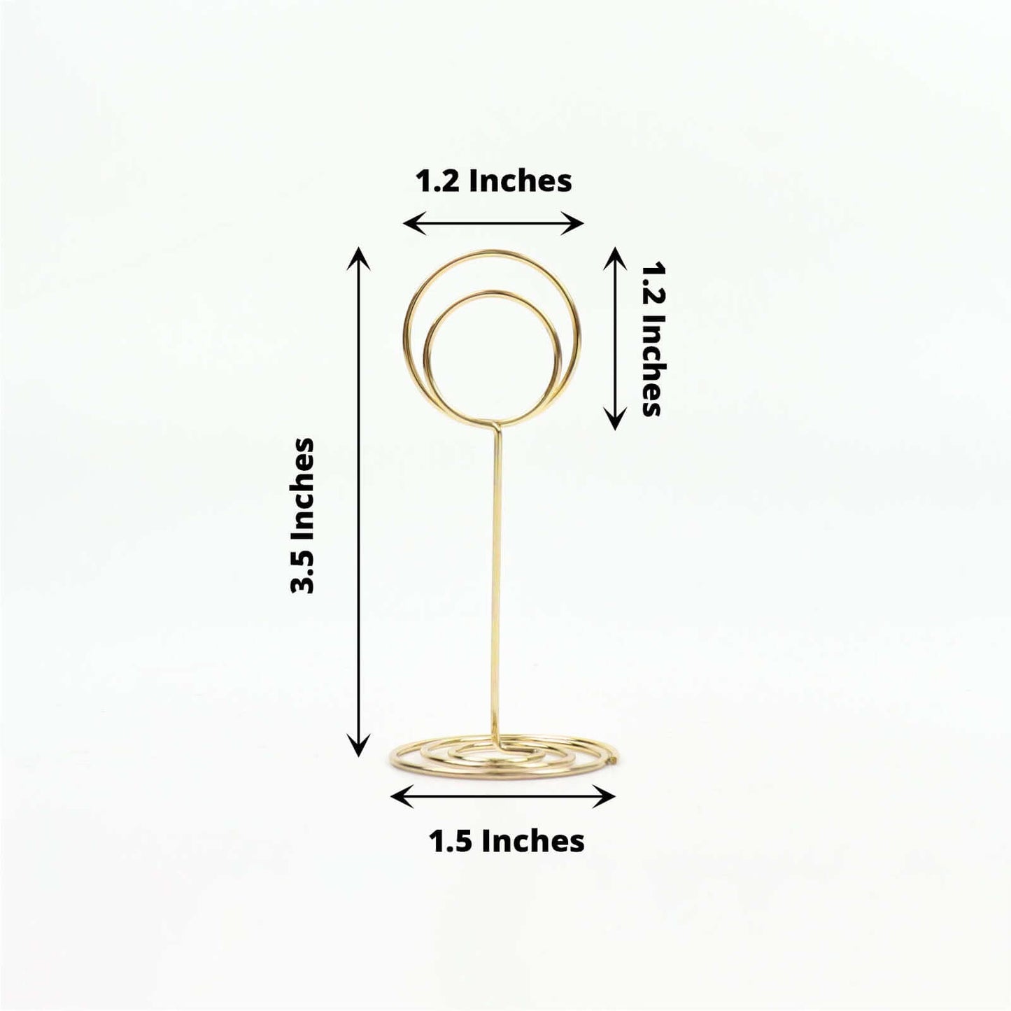 10-Pack Metal Card Holder Stands Mini Circle Hoop Design Gold - Table Number Stands and Wedding Place Card Menu Clips 3.5"
