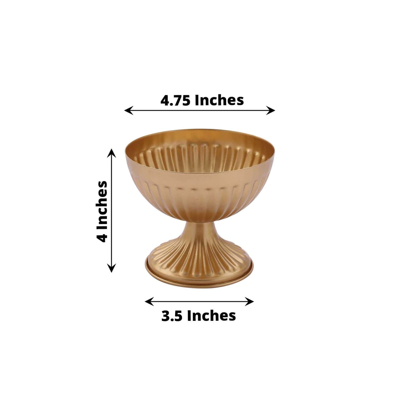 2-Pack Metal Pedestal Flower Vases Ribbed Bowl Style Gold - Antique Mini Compote Vase for Sophisticated Wedding Centerpieces 4"